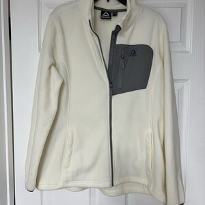 Reebok Cream and Gray Jacket with Zippered Pocket